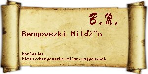 Benyovszki Milán névjegykártya
