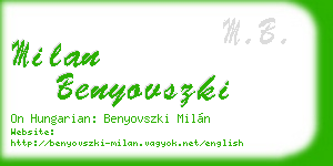 milan benyovszki business card
